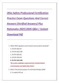 Ohio Safety Professional Certification Practice Exam Questions & Correct Answers &lpar;Verified Answers&rpar; Plus Rationales 2025&vert;2026 Q&A