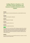 College Physics Chapters 1 TO&NewLine;30 FINAL Exam Questions and&NewLine;Answers Verified Solutions Latest&NewLine;Update