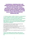 CALIFORNIA COMPENSATION AND &NewLine;BENEFITS SPECIALIST CERTIFICATION &NewLine;PRACTICE EXAM WITH ACTUAL &NewLine;QUESTIONS AND VERIFIED ANSWERS&comma; &NewLine;PLUS EXPLAINED RATIONALES&sol;EXPERT &NewLine;VERIFIED FOR GUARANTEED 100&percnt; PASS &NewLine;2026&sol;LATEST UPDATE&sol;INSTANT &NewLine;DOWNLOAD PDF 