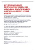 DOT MEDICAL EXAMINER REVIEWEXAM NEWEST 2025&sol; 2026 ACTUAL EXAM  COMPLETE REAL EXAM QUESTIONS AND CORRECT DETAILED ANSWERS