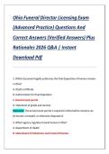 Ohio Funeral Director Licensing Exam 2025&sol;2026 &ndash; Official Practice Questions with Verified Answers & Detailed Rationales