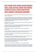 DOT EXAM TEST BANK EXAM NEWEST 2025&sol; 2026 ACTUAL EXAM TEST BANK&vert; COMPLETE REAL EXAM QUESTIONS AND CORRECT DETAILED ANSWERS