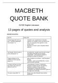 Grade 9 Macbeth Quote Bank - GCSE