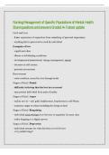Nursing Management of Specific Populations of Mental Health&NewLine;Exam questions and answers Graded A&plus; &vert; latest update&NewLine;Grief and Loss&NewLine;- Loss&colon; experience of separation from something of personal importance&NewLine;- anything that is perceived as such by individual&NewLine;