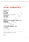 OB&sol;GYN Board Exam &lpar;ARDMS&rpar; Exam questions&NewLine;and answers Graded A&plus; latest update&NewLine;What muscle group can be visualized lateral to the urinary bladder&quest;&NewLine;-Obturator internus&NewLine;-Obturator externus&NewLine;-Psoas major&NewLine;-Pelvic diaphragm&NewLine;Obturator internus&NewLine;What structu