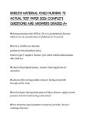 NUR2513 MATERNAL CHILD NURSING 75&NewLine;ACTUAL TEST PAPER 2026 COMPLETE&NewLine;QUESTIONS AND ANSWERS GRADED A&plus;
