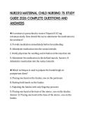 NUR2513 MATERNAL CHILD NURSING 75 STUDY&NewLine;GUIDE 2026 COMPLETE QUESTIONS AND&NewLine;ANSWERS