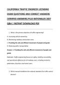 CALIFORNIA TRAFFIC ENGINEER LICENSING &NewLine;EXAM QUESTIONS AND CORRECT ANSWERS &NewLine;&lpar;VERIFIED ANSWERS&rpar; PLUS RATIONALES 2027 &NewLine;Q&A &vert; INSTANT DOWNLOAD PDF 