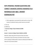 WITS PERSONAL TRAINER QUESTIONS AND &NewLine;CORRECT ANSWERS &lpar;VERIFIED ANSWERS&rpar; PLUS &NewLine;RATIONALES 2027 Q&A &vert; INSTANT &NewLine;DOWNLOAD PDF 