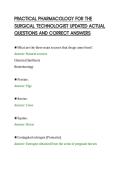 PRACTICAL PHARMACOLOGY FOR THE&NewLine;SURGICAL TECHNOLOGIST UPDATED ACTUAL&NewLine;QUESTIONS AND CORRECT ANSWERS
