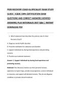 PEER RECOVERY COACH & SPECIALIST EXAM STUDY &NewLine;GUIDE &vert; IC&RC CRPA CERTIFICATION EXAM &NewLine;QUESTIONS AND CORRECT ANSWERS &lpar;VERIFIED &NewLine;ANSWERS&rpar; PLUS RATIONALES 2027 Q&A &vert; INSTANT &NewLine;DOWNLOAD PDF