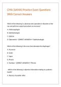 CMA &lpar;AAMA&rpar; Practice Exam Questions With Correct Answers