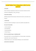 Social Media Test 1 Questions with Correct&NewLine;Answers