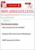 Bmw Associate Level Ase Test 2026&sol;27 Questions With Correct Answers With Rationales&NewLine;