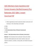 IUEC Mechanic Exam Questions And &NewLine;Correct Answers &lpar;Verified Answers&rpar; Plus &NewLine;Rationales 2027 Q&A &vert; Instant &NewLine;Download Pdf 