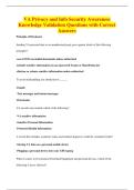VA Privacy and Info Security Awareness&NewLine;Knowledge Validation Questions with Correct&NewLine;Answers