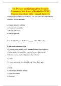 VA Privacy and Information Security&NewLine;Awareness and Rules of Behavior &lpar;WBT&rpar;&NewLine;Course Questions with Correct Answers