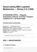 Samenvatting MBO Logistiek Medewerker 2026 &plus; 20 Oefenvragen - Magazijn Orderpicken Heftruck Voorraad WMS Transport ADR Veiligheid ARBO 5S Lean 25&plus; Pagina's