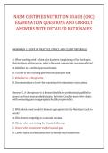NASM CERTIFIED NUTRITION COACH &lpar;CNC&rpar; &NewLine;EXAMINATION QUESTIONS AND CORRECT &NewLine;ANSWERS WITH DETAILED RATIONALES 