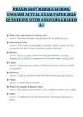PRAXIS 5047 MIDDLE SCHOOL&NewLine;ENGLISH ACTUAL EXAM PAPER 2026&NewLine;QUESTIONS WITH ANSWERS GRADED&NewLine;A&plus;&NewLine;