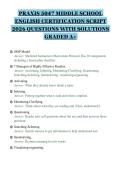 PRAXIS 5047 MIDDLE SCHOOL&NewLine;ENGLISH CERTIFICATION SCRIPT&NewLine;2026 QUESTIONS WITH SOLUTIONS&NewLine;GRADED A&plus;