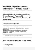 Samenvatting MBO Juridisch Medewerker 2026 &plus; 20 Oefenvragen - Rechtsgebieden Overeenkomsten Procesrecht Bestuursrecht Arbeidsrecht Familierecht Erfrecht Aansprakelijkheid 25&plus; Pagina's