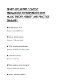 PRAXIS 5113 MUSIC CONTENT&NewLine;KNOWLEDGE REVISION NOTES 2026&NewLine;MUSIC THEORY HISTORY AND PRACTICE&NewLine;SUMMARY
