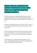 PRAXIS II ENGLISH LANGUAGE ARTS&NewLine;CONTENT KNOWLEDGE ACTUAL EXAM&NewLine;SCRIPT 2026 COMPLETE QUESTIONS&NewLine;ANSWERS GRADED A&plus;