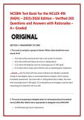 NCSBN Test Bank for the NCLEX-RN &lpar;NGN&rpar; &ndash; 2025&sol;2026 Edition &ndash; Verified 265 Questions and Answers with Rationales &ndash; A&plus; Graded