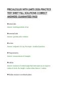PRECALCULUS WITH LIMITS 2026 PRACTICE&NewLine;TEST SHEET FULL SOLUTIONS CORRECT&NewLine;ANSWERS GUARANTEED PASS