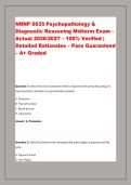 NRNP 6635 Psychopathology & &NewLine;Diagnostic Reasoning Midterm Exam -&NewLine;Actual 2026&sol;2027 &ndash; 100&percnt; Verified &vert; &NewLine;Detailed Rationales &ndash; Pass Guaranteed &NewLine;&ndash; A&plus; Graded