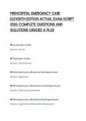PREHOSPITAL EMERGENCY CARE&NewLine;ELEVENTH EDITION ACTUAL EXAM SCRIPT&NewLine;2026 COMPLETE QUESTIONS AND&NewLine;SOLUTIONS GRADED A PLUS&NewLine;