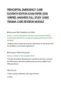 PREHOSPITAL EMERGENCY CARE &NewLine;ELEVENTH EDITION EXAM PAPER 2026 &NewLine;VERIFIED ANSWERS FULL STUDY GUIDE &NewLine;TRAUMA CARE REVISION MODULE