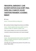 PREHOSPITAL EMERGENCY CARE &NewLine;ELEVENTH EDITION EXAM SCRIPT FINAL &NewLine;PAPER 2026 COMPLETE SOLVED &NewLine;QUESTIONS PARAMEDIC ACADEMIC &NewLine;INSIGHT 