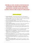 MICHIGAN LIFE AND HEALTH INSURANCE &NewLine;LICENSING EXAMINATION COMPLETE &NewLine;QUESTIONS AND DETAILED SOLUTIONS &NewLine;LATEST UPDATE THIS YEAR JUST RELEASED 