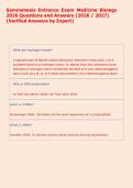 Semmelweis Entrance Exam Medicine Biology &NewLine;2026 Questions and Answers &lpar;2026 &sol; 2027&rpar; &NewLine;&lpar;Verified Answers by Expert&rpar;