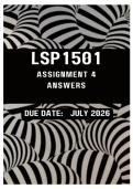LSP1501 Assignment 4 2026 &lbrace;Complete Answers&rcub; &lpar;Due Date July 2026&rpar;