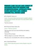 PRIMARY CARE THE ART AND SCIENCE OF&NewLine;ADVANCED PRACTICE NURSING AND&NewLine;INTERPROFESSIONAL APPROACH FINAL&NewLine;PAPER QUESTIONS AND CORRECT&NewLine;ANSWERS FULL REVIEW GUIDE&NewLine;