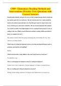 WGU-C909&colon; Elementary Reading Methods and&NewLine;Interventions Questions with Correct Answers