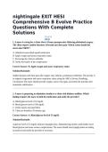 nightingale EXIT HESI Comprehensive B Evolve Practice Questions With Complete Solutions
