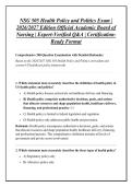 NSG 505 Health Policy and Politics Exam &vert; &NewLine;2026&sol;2027 Edition Official Academic Board of &NewLine;Nursing &vert; Expert-Verified Q&A &vert; Certification&NewLine;Ready Format