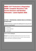 RNSG 1517 Protection & Regulation &NewLine;EXAM &vert; Complete Questions with &NewLine;Correct Answers and Detailed &NewLine;Rationales - Latest Update 2026