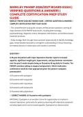 BARKLEY PMHNP 2026&sol;2027 BOARD EXAM &vert; VERIFIED QUESTIONS & ANSWERS &vert; COMPLETE CERTIFICATION PREP STUDY GUIDE