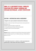 &NewLine;RNSG 1517 A Maternity Exam &vert; Complete &NewLine;Questions with Correct Answers and &NewLine;Detailed Rationales - Latest Update 2026