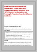 ROPE RESCUE AWARENESS AND &NewLine;OPERATIONS QUESTIONS WITH &NewLine;CORRECT ANSWERS 2025&sol;2026 NFPA &NewLine;1670 &lpar;Standard on Operations and &NewLine;Training for Technical Search and Rescue &NewLine;Incidents&rpar;