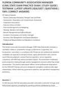 FLORIDA COMMUNITY ASSOCIATION MANAGER&NewLine;&lpar;CAM&rpar; STATE EXAM PRACTICE EXAM &vert; STUDY GUIDE &vert;&NewLine;TESTBANK &vert; LATEST UPDATE 2026&sol;2027 &vert; QUESTIONS &vert;&NewLine;100&percnt; CORRECT ANSWERS