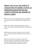 PRIMARY CARE THE ART AND SCIENCE OF&NewLine;ADVANCED PRACTICE NURSING CHAPTER 1 82&NewLine;CERTIFICATION EVALUATION TEST 2026&NewLine;COMPLETE QUESTIONS AND ANSWERS 100&NewLine;PERCENT CORRECT
