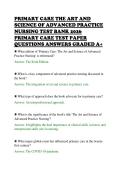 PRIMARY CARE THE ART AND&NewLine;SCIENCE OF ADVANCED PRACTICE&NewLine;NURSING TEST BANK 2026&NewLine;PRIMARY CARE TEST PAPER&NewLine;QUESTIONS ANSWERS GRADED A&plus;