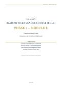 U&period;S&period; ARMY&NewLine;BASIC OFFICER LEADER COURSE &lpar;BOLC&rpar;&NewLine;PHASE 1 &mdash; MODULE E&NewLine;Complete Study Guide