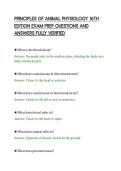 PRINCIPLES OF ANIMAL PHYSIOLOGY 16TH&NewLine;EDITION EXAM PREP QUESTIONS AND&NewLine;ANSWERS FULLY VERIFIED&NewLine;